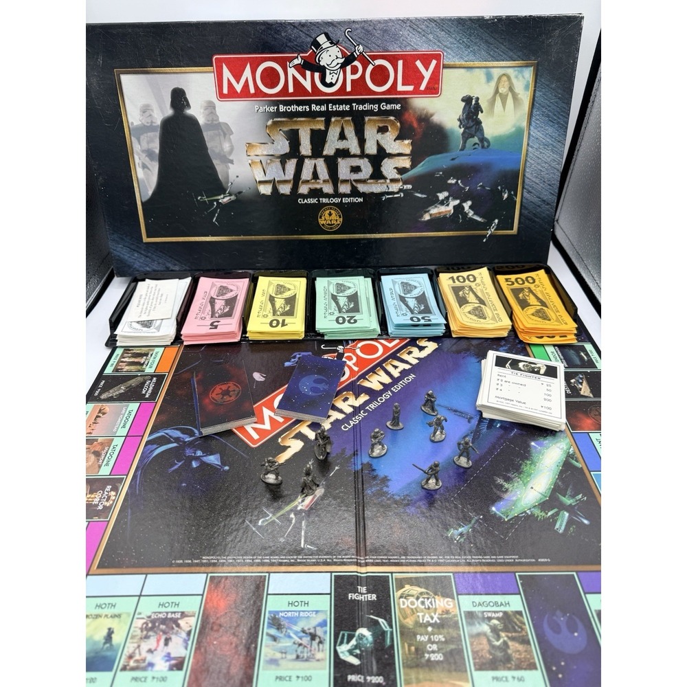 Star Wars Monopoly Classic Trilogy Edition 1997 Parker Bros Complete Game
